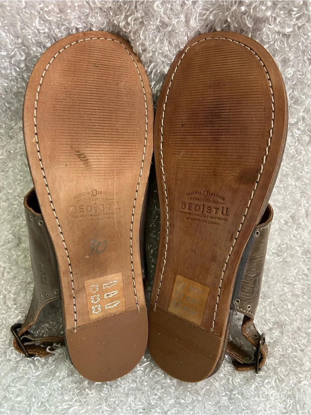 Bed Stu Rustic Taupe Studded Detail Sandals